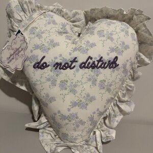 Floral Heart-Shaped Pillow with Ruffles